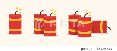 Chinese Firecrackers Flat Illustration Chinese Firecrackers Flat Illustration 135862331