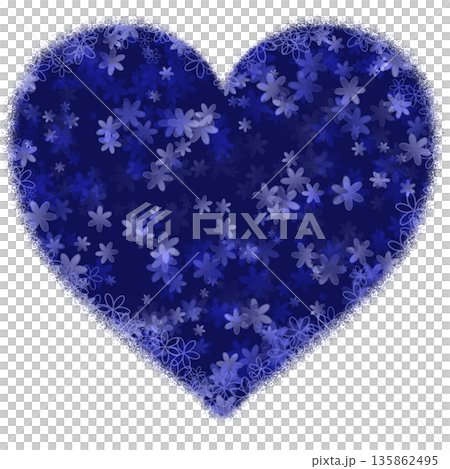 小さな花が散りばめられた青いハート 小さな花が散りばめられた青いハート 135862495