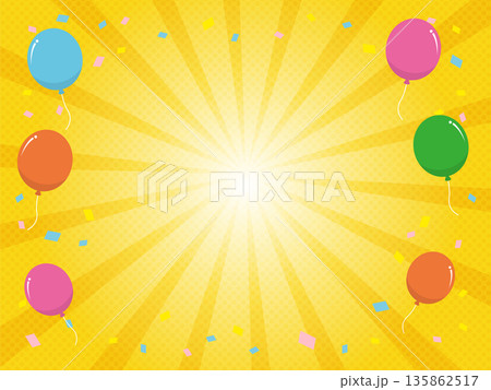 アニーバーサリー風船集中線背景イラスト 135862517