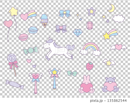 Hand-drawn dreamy illustration set Hand-drawn dreamy illustration set 135862544