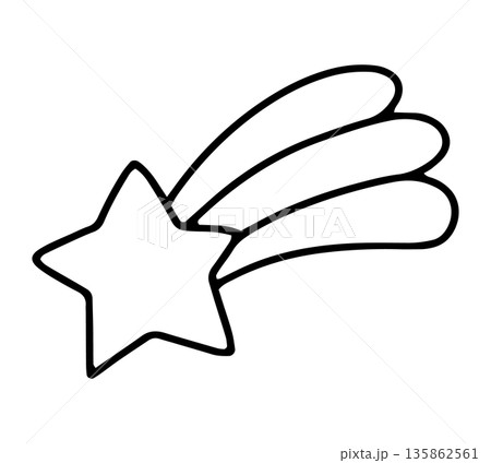 手描きのゆめかわな流れ星のイラスト 135862561