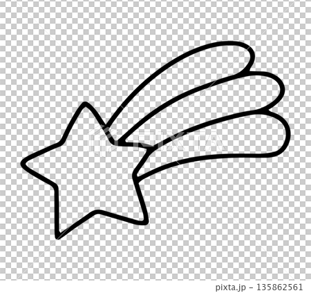 手描きのゆめかわな流れ星のイラスト 135862561