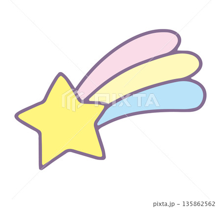 手描きのゆめかわな流れ星のイラスト 135862562