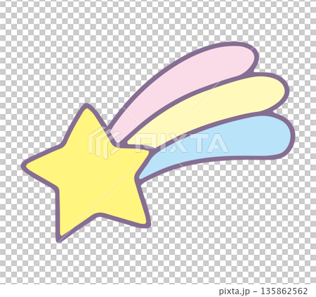 手描きのゆめかわな流れ星のイラスト 135862562
