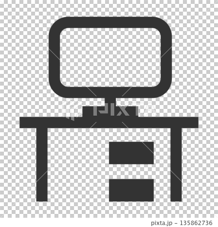 辦公桌圖示(簡潔線條畫,單色) 辦公桌圖示(簡潔線條畫,單色) 135862736