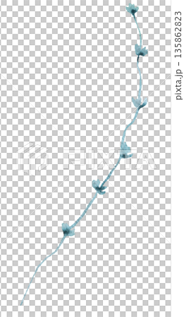 Watercolor twig with light green leaves isolated illustration, pastel wedding stationery element 135862823