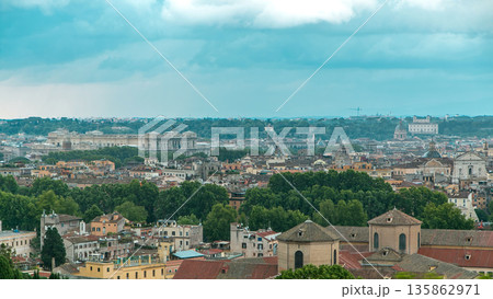Panoramic view of historic center timelapse of Rome, Italy Panoramic view of historic center timelapse of Rome, Italy 135862971
