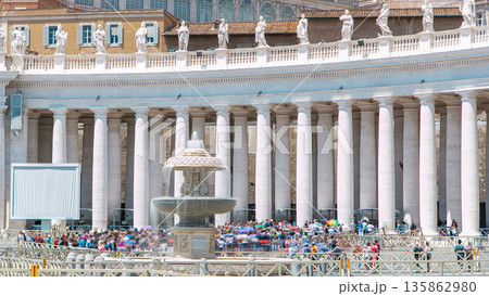 Fountain on St. Peter's square timelapse in Vatican City. Piazza San Pietro and Basilica Fountain on St. Peter's square timelapse in Vatican City. Piazza San Pietro and Basilica 135862980