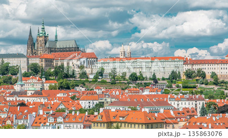 View on Prague castle from Charles Bridge tower timelapse View on Prague castle from Charles Bridge tower timelapse 135863076