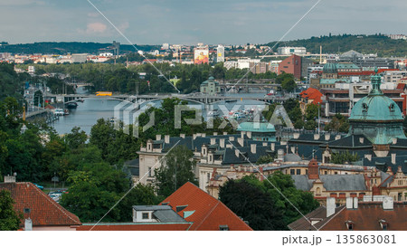 Area Lesser Town of Prague Mala Strana timelapse, near the church Saint Vitus, Ventseslaus and Adalbert. Czech Republic. Area Lesser Town of Prague Mala Strana timelapse, near the church Saint Vitus, Ventseslaus and Adalbert. Czech Republic. 135863081