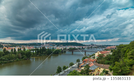 View of Prague timelapse from the observation deck of Visegrad. Prague. Czech Republic. View of Prague timelapse from the observation deck of Visegrad. Prague. Czech Republic. 135863133