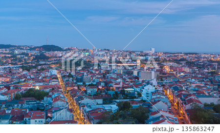 Rooftops of Porto's old town on a warm spring evening timelapse day to night, Porto, Portugal Rooftops of Porto's old town on a warm spring evening timelapse day to night, Porto, Portugal 135863247
