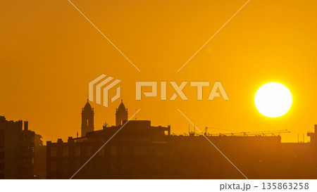 Sunrise over the most emblematic area of Douro river timelapse. World famous Porto wine production area. 135863258