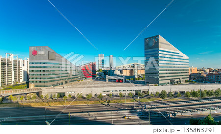 Modern buildings in the new area of Portello timelapse, Milan, Italy 135863291
