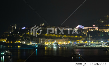 Cityscape of Monte Carlo at night timelapse, Monaco. 135863333