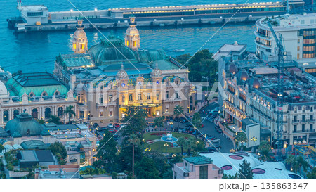Cityscape of Monte Carlo, Monaco day to night transition timelapse Cityscape of Monte Carlo, Monaco day to night transition timelapse 135863347