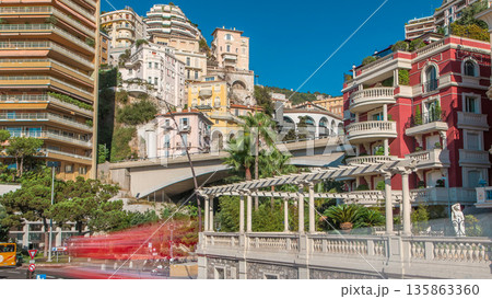 Monaco church Sainte Devote bridge principality mountain city state timelapse. Monaco church Sainte Devote bridge principality mountain city state timelapse. 135863360