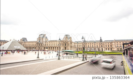 View from moving touristic bus on road and buildings is Paris, France, timelapse. View from moving touristic bus on road and buildings is Paris, France, timelapse. 135863364