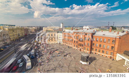 The view from the roof on Ligovsky Prospekt and Moskovsky train station timelapse. Russia. Saint-Petersburg. 135863391