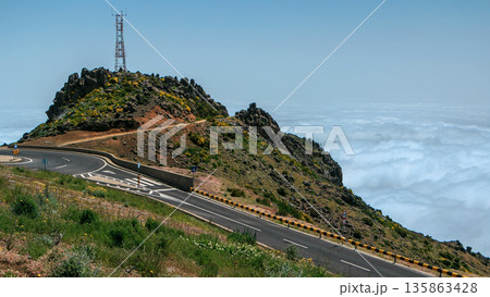 View over the clouds from slopes of Pico do Arieiro, Madeira timelapse View over the clouds from slopes of Pico do Arieiro, Madeira timelapse 135863428