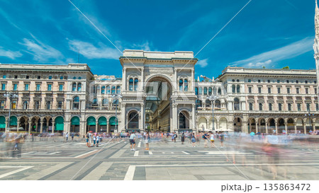 The Galleria Vittorio Emanuele II timelapse hyperlapse on the Piazza del Duomo Cathedral Square . The Galleria Vittorio Emanuele II timelapse hyperlapse on the Piazza del Duomo Cathedral Square . 135863472