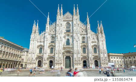 The Duomo cathedral timelapse hyperlapse. Front view with people walking on square The Duomo cathedral timelapse hyperlapse. Front view with people walking on square 135863474