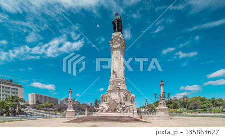 The Marquess of Pombal Square timelapse hyperlapse is an important roundabout in the city of Lisbon, Portugal The Marquess of Pombal Square timelapse hyperlapse is an important roundabout in the city of Lisbon, Portugal 135863627