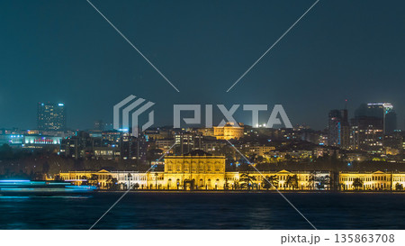 Mimar Sinan University night timelapse. Besiktas district in Istanbul taken from asian part of the city. 135863708