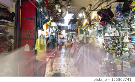 The colorful souk in the old city of Jerusalem Israel timelapse hyperlapse 135863741