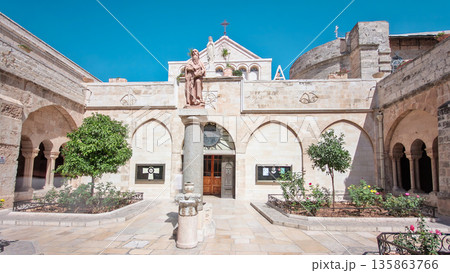 The Church of the Nativity of Jesus Christ timelapse hyperlapse. Palestin. The city of Bethlehem. 135863766