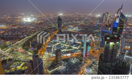 Kuwait City cityscape day to night timelapse is the capital of Kuwait. Sunset time. 135863777