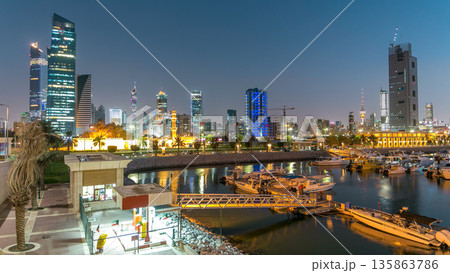 Yachts and boats at the Sharq Marina day to night timelapse in Kuwait. Kuwait City, Middle East Yachts and boats at the Sharq Marina day to night timelapse in Kuwait. Kuwait City, Middle East 135863786