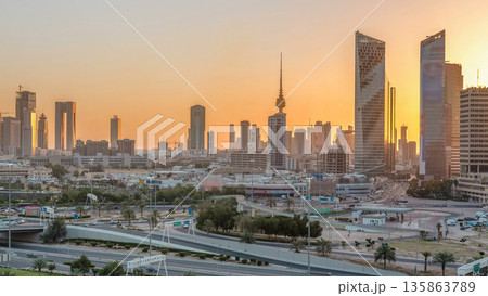 Kuwait cityscape during the sunset timelapse Kuwait cityscape during the sunset timelapse 135863789