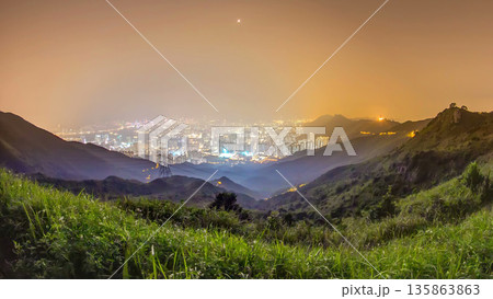 Cityscape of Hong Kong as viewed atop Kowloon Peak night timelapse with Hong kong and Kowloon below Cityscape of Hong Kong as viewed atop Kowloon Peak night timelapse with Hong kong and Kowloon below 135863863