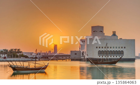 Sunset near Museum of Islamic Art in Doha timelapse, Qatar Sunset near Museum of Islamic Art in Doha timelapse, Qatar 135864063