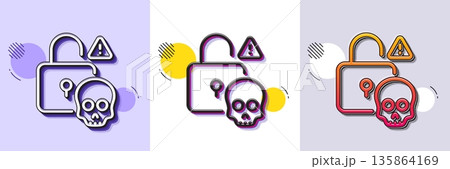 Cyber attack line icon. Halftone dotted pattern. Gradient icon with grain shadow. Ransomware threat sign. Password cracking symbol. Line cyber attack icon. Various designs. Vector Cyber attack line icon. Halftone dotted pattern. Gradient icon with grain shadow. Ransomware threat sign. Password cracking symbol. Line cyber attack icon. Various designs. Vector 135864169