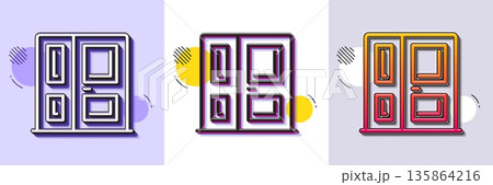 Entrance line icon. Halftone dotted pattern. Gradient icon with grain shadow. Entry door sign. Building exit symbol. Line entrance icon. Various designs. Vector Entrance line icon. Halftone dotted pattern. Gradient icon with grain shadow. Entry door sign. Building exit symbol. Line entrance icon. Various designs. Vector 135864216