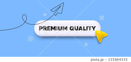 Premium quality search bar. Share plane line icon. Premium quality. High quality product sign. Top offer symbol. Search button with 3d cursor. Vector 135864335