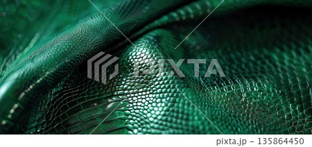 Green Snake Skin Texture Close-Up 135864450