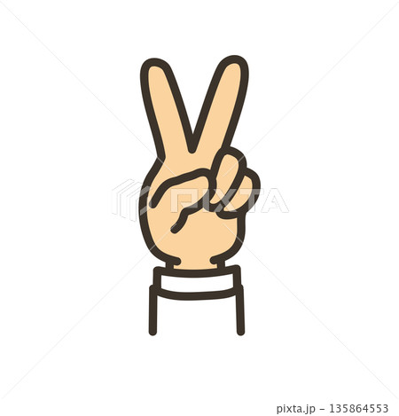 白衣を着た人物のピースサインの手のイラスト 135864553