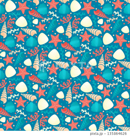 Seamless pattern with seashells Seamless pattern with seashells 135864626