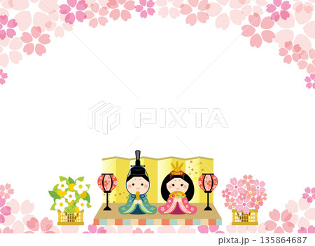 桜の背景のひなまつりフレーム 桜の背景のひなまつりフレーム 135864687