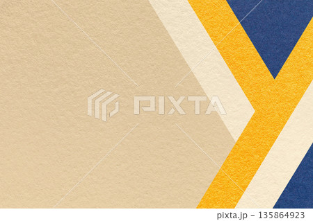 Abstract beige textured paper background with cream, yellow, blue geometric lines, copy space for banner presentation Abstract beige textured paper background with cream, yellow, blue geometric lines, copy space for banner presentation 135864923