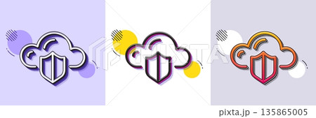 Cloud computing protection line icon. Halftone dotted pattern. Gradient icon with grain shadow. Internet data storage sign. File hosting technology symbol. Line cloud protection icon. Vector Cloud computing protection line icon. Halftone dotted pattern. Gradient icon with grain shadow. Internet data storage sign. File hosting technology symbol. Line cloud protection icon. Vector 135865005