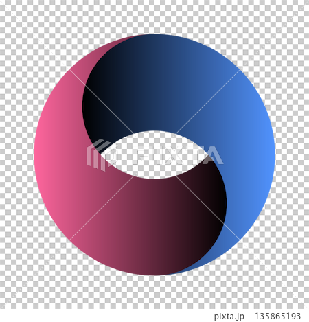 Image of a circular cycle diagram divided into two parts. 3D gradient circular cycle diagram infographic material. Image of a circular cycle diagram divided into two parts. 3D gradient circular cycle diagram infographic material. 135865193