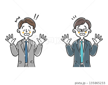 びっくりしているビジネスマン　上半身　ベクター 135865233