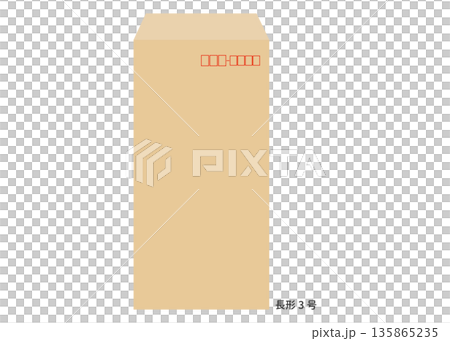 Long size 3 craft brown envelope illustration icon material 135865235
