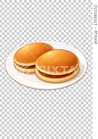 兩款銅鑼燒日式點心水彩風格插畫，日式點心素材 135865252