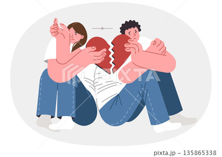 Quarreling couple of man and woman breaking...のイラスト素材 [135865338] - PIXTA