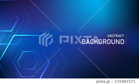 Abstract Technology Background with Hexagonal Geometric Elements, Digital Hi Tech Design for Poster, Cover, Brochure, Flyer and Website, Futuristic Innovation,Technology Vector Illustration Digital 135865571
